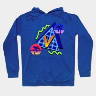 Initial Letter V - 80s Synth Hoodie